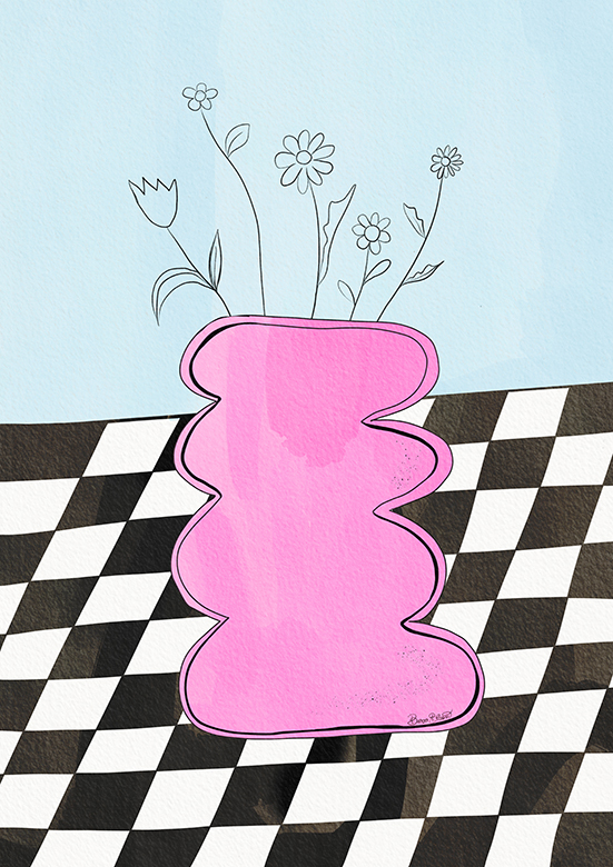 Karierte Vase