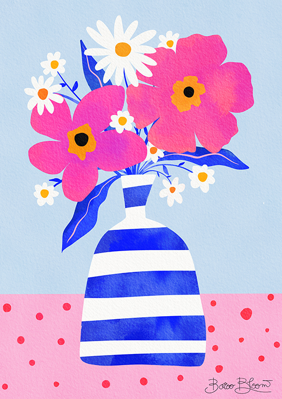 Gestreifte Blumenvase