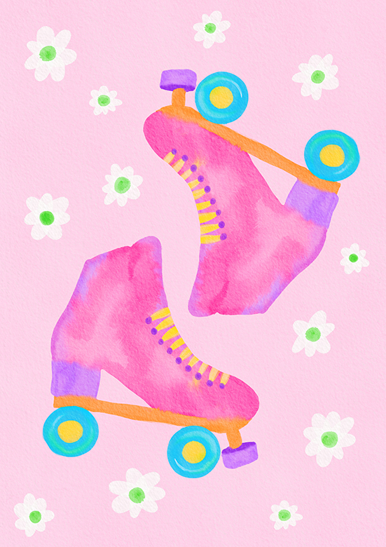Pinke Rollerskates