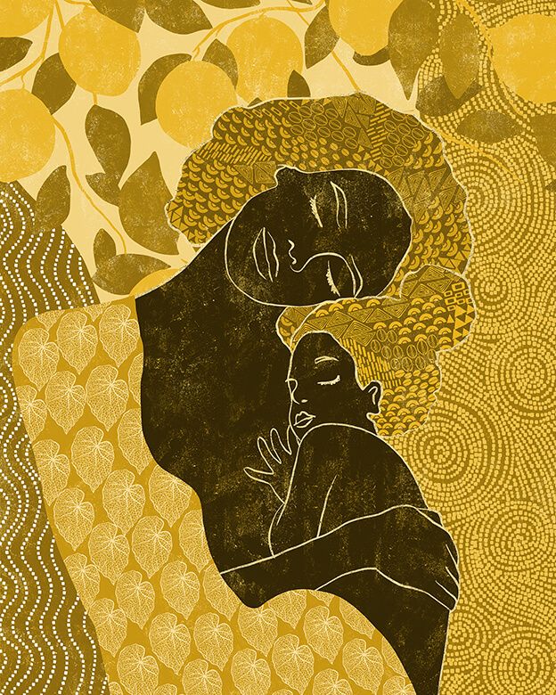 Mutter und Tochter - Gelb