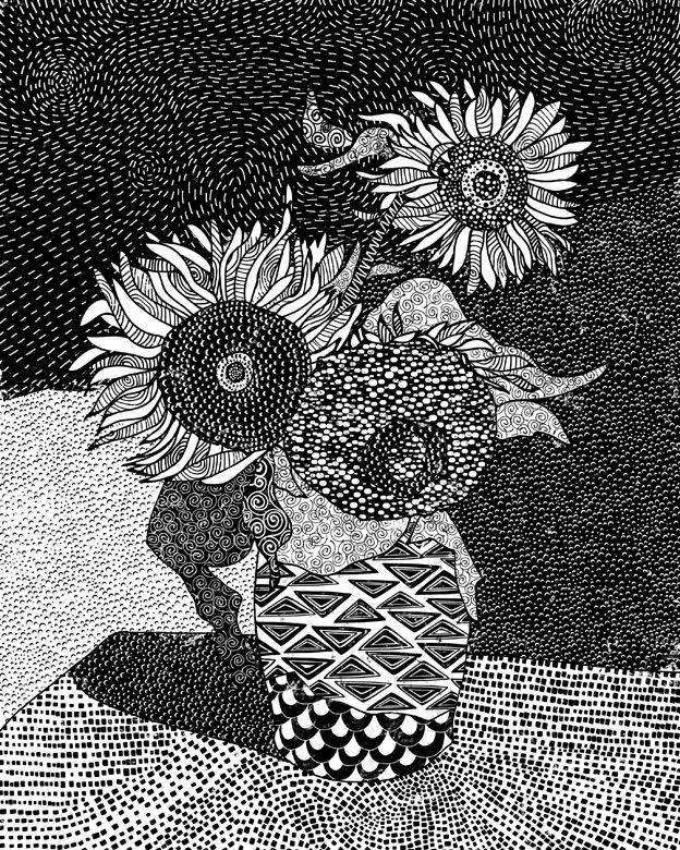 Sonnenblumen - schwarz/weiß