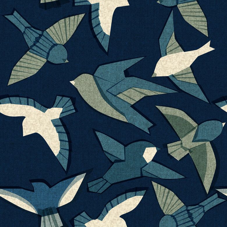 Itajime Vögel – indigo