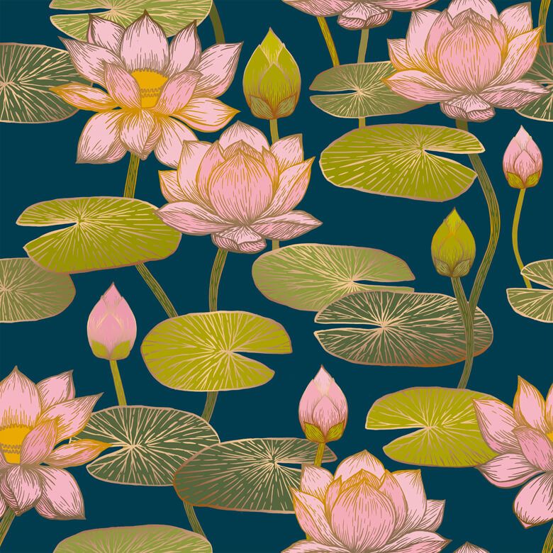 Lotusblüte – preußisch blau