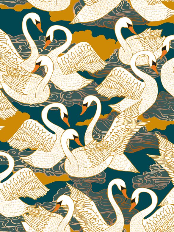 Schwäne – blau-gold