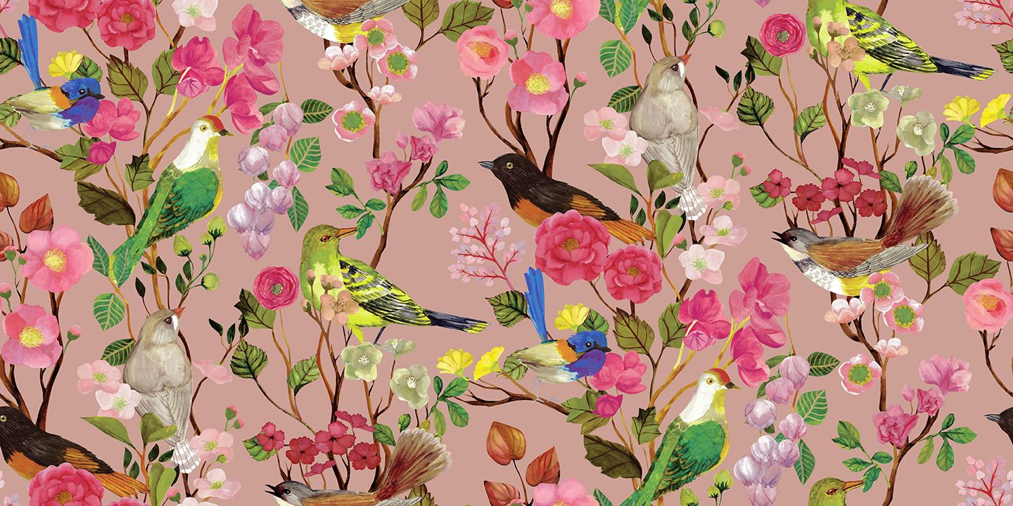 Birds and Blooms Chinoiserie - Rose