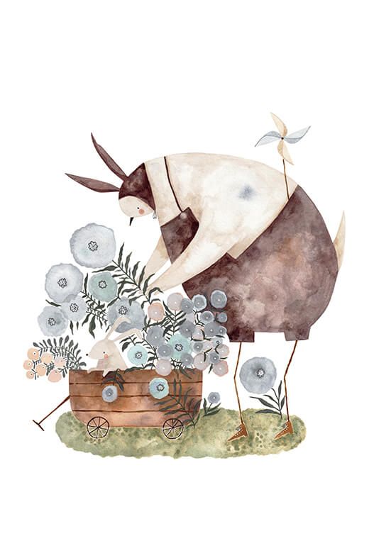 Hase und Taube im Frühling