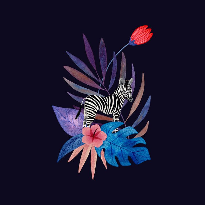 Tropisches Zebra - Navy