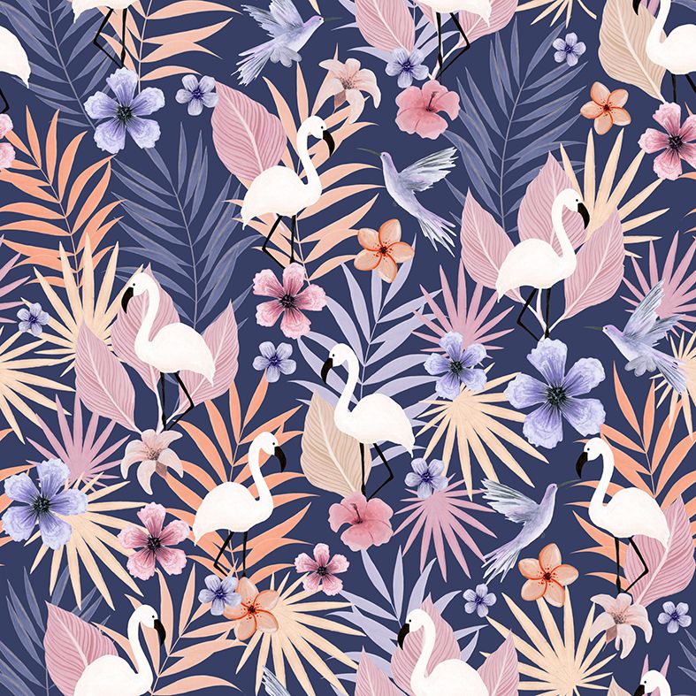 Flamingo Pattern - Navy