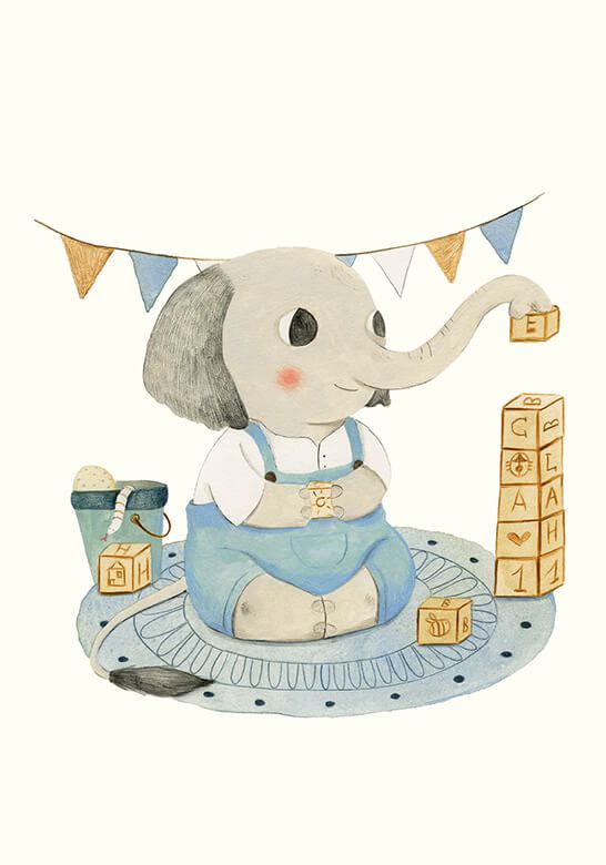 Elefant mit Würfeln