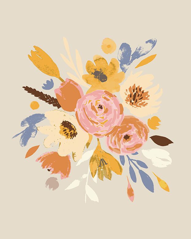 Abstrakt floral -Ecru
