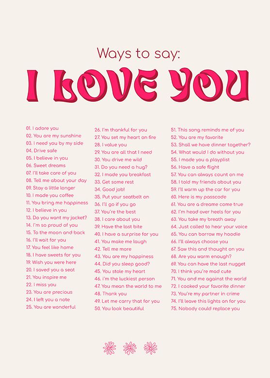 50 Ways to say: I love you - Pink